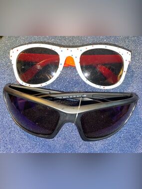 Black Sport Sunglasses & White Star-Print Shades